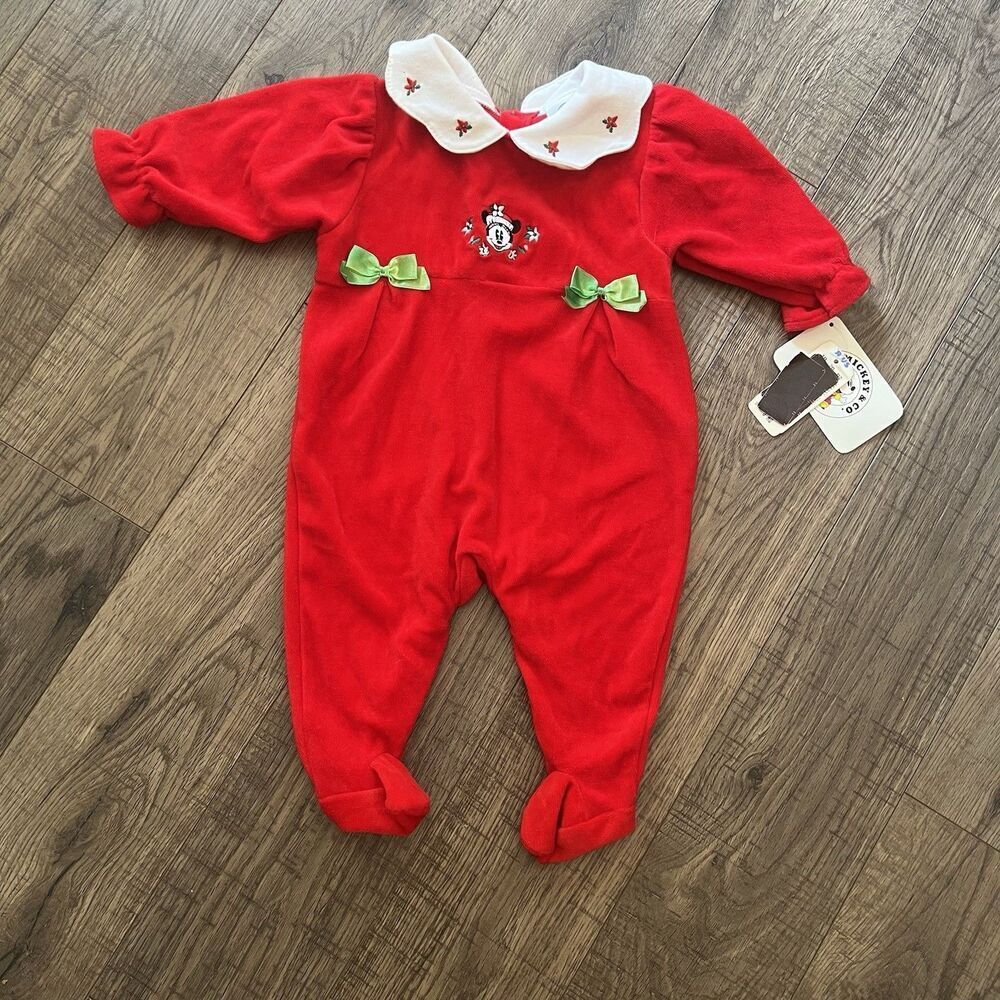 Vintage Baby Mickey & Co Romper  3 Months‎  Christmas Terry Cloth